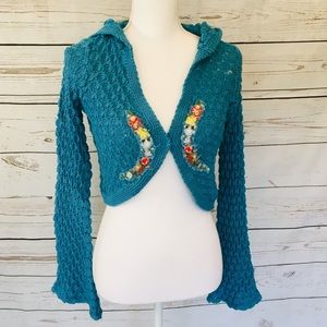 Unique Free People Knit Hooded Cardigan Sweater